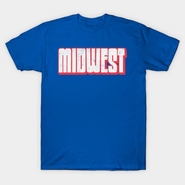 MIDWEST / Retro Typography Design T-Shirt by DankFutura